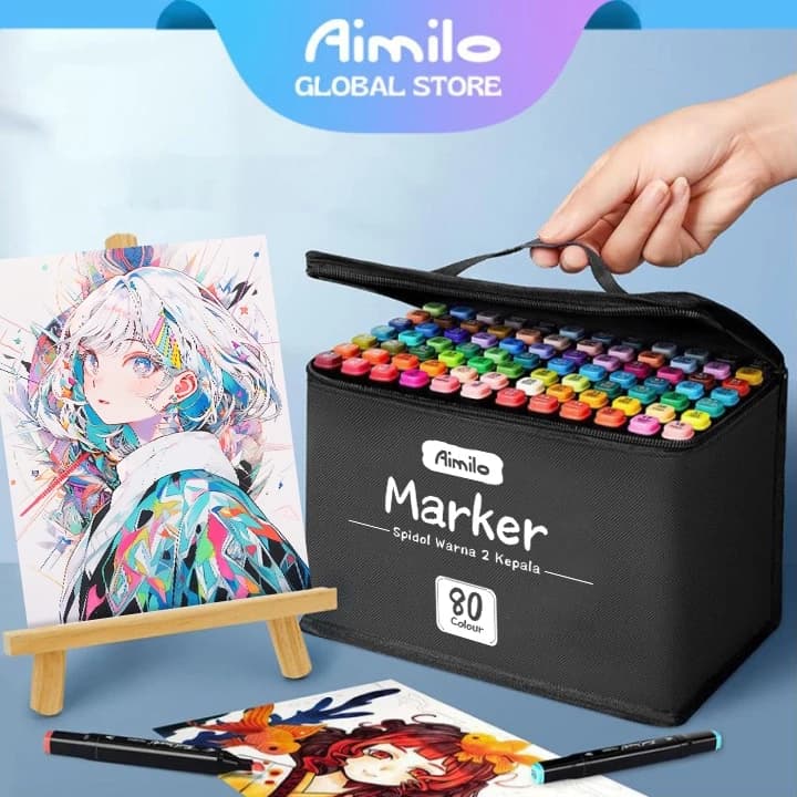 Aimilo Alcohol Marker Dual Tip | Spidol Warna untuk Menggambar & Ilustrasi